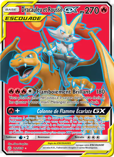 Image de la carte Pokemon Dracaufeu et Roussil GX 212/236