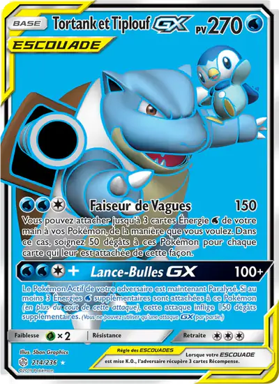 Image de la carte Pokemon Tortank et Tiplouf GX 214/236