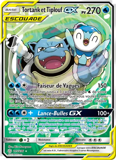 Image de la carte Pokemon Tortank et Tiplouf GX 215/236
