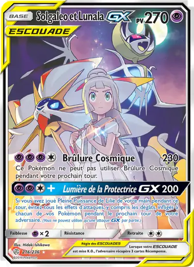 Image de la carte Pokemon Solgaleo et Lunala GX 216/236