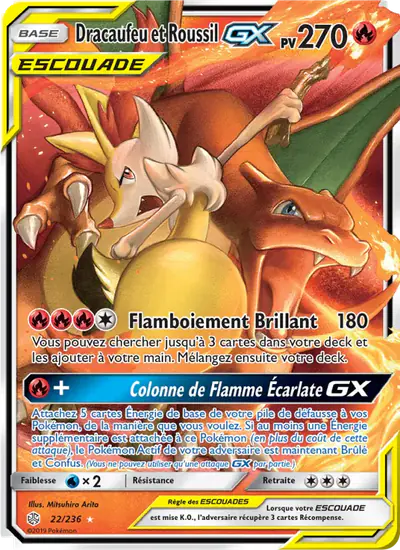 Image de la carte Pokemon Dracaufeu et Roussil GX 22/236