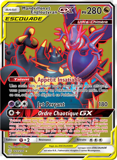 Image de la carte Pokemon Mandrillon et Engloutyran GX 223/236