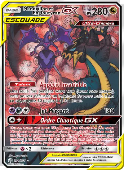 Image de la carte Pokemon Mandrillon et Engloutyran GX 224/236