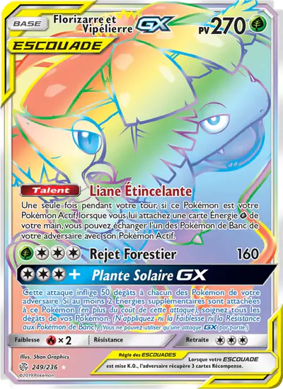 Image de la carte Pokemon Florizarre et Vipélierre GX 249/236
