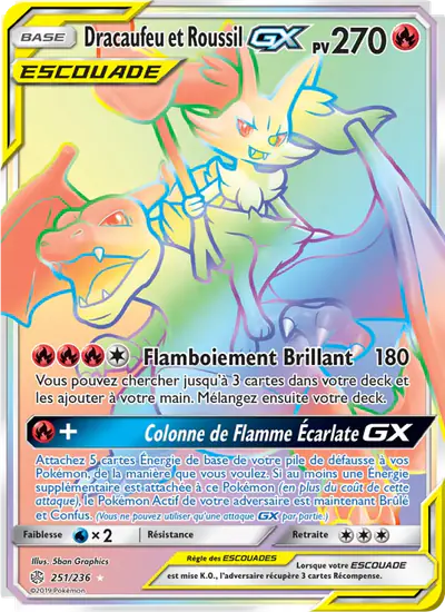 Image de la carte Pokemon Dracaufeu et Roussil GX 251/236