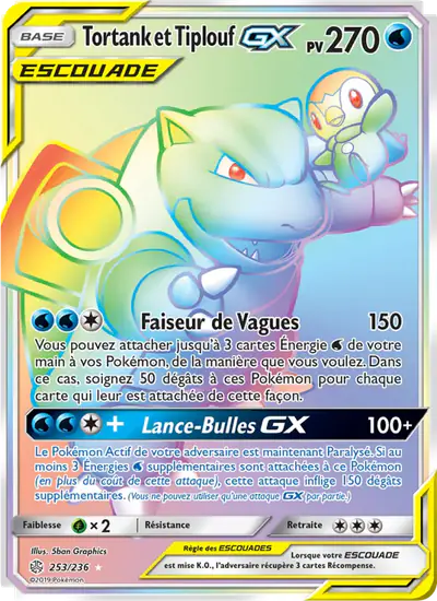 Image de la carte Pokemon Tortank et Tiplouf GX 253/236