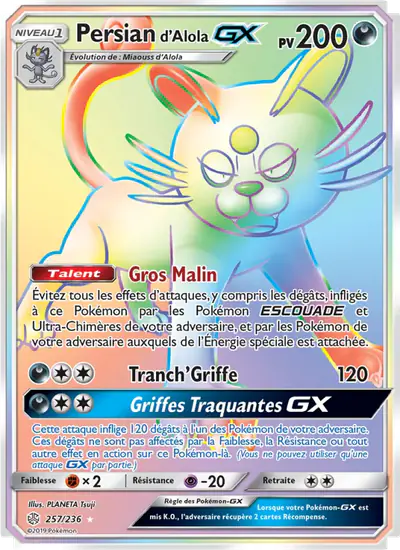 Image de la carte Pokemon Persian d'Alola GX 257/236