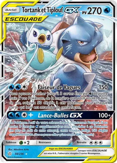 Image de la carte Pokemon Tortank et Tiplouf GX 38/236