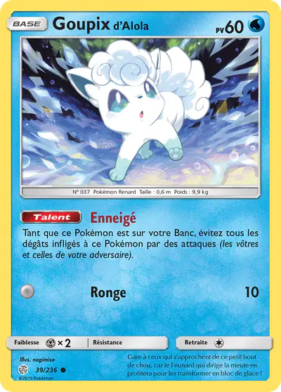 Image de la carte Pokemon Goupix d'Alola 39/236