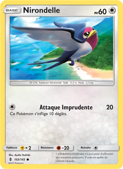 Image de la carte Pokemon Nirondelle 103/145