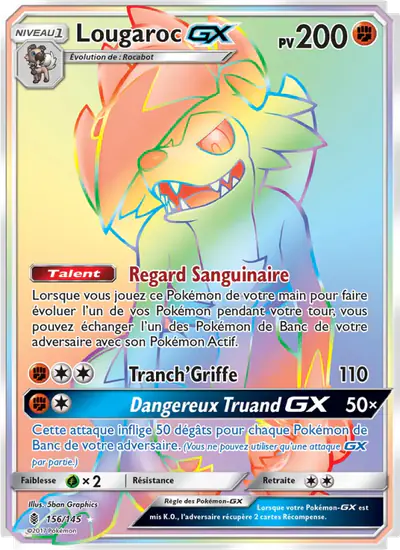 Image de la carte Pokemon Lougaroc GX 156/145