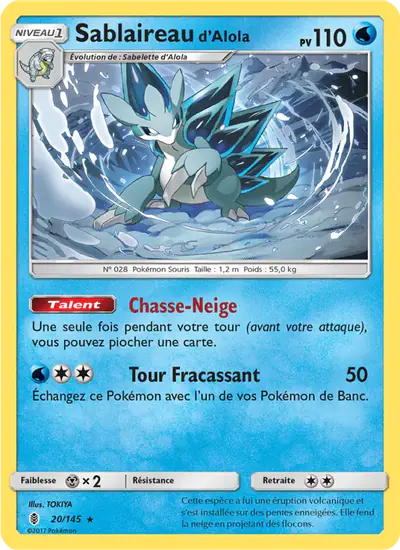 Image de la carte Pokemon Sablaireau d'Alola 20/145