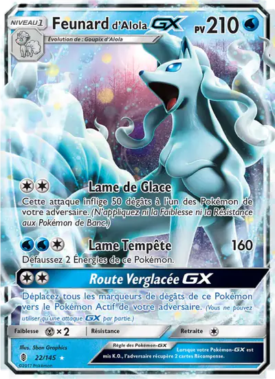 Image de la carte Pokemon Feunard d'Alola GX 22/145