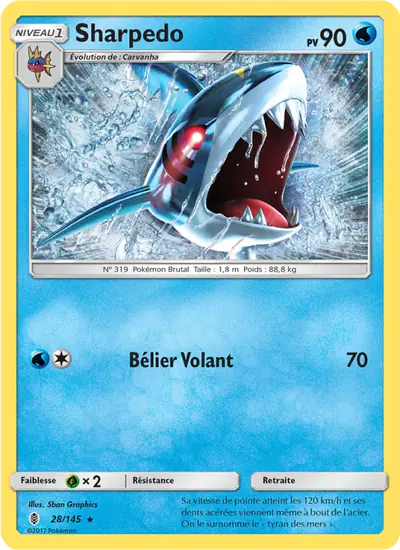 Image de la carte Pokemon Sharpedo 28/145