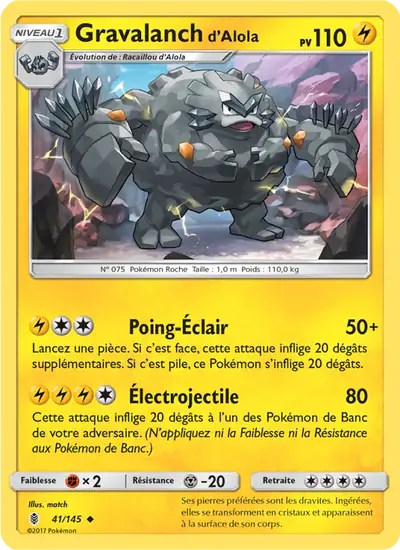 Image de la carte Pokemon Gravalanch d'Alola 41/145