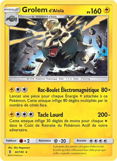 Image de la carte Pokemon Grolem d'Alola 42/145