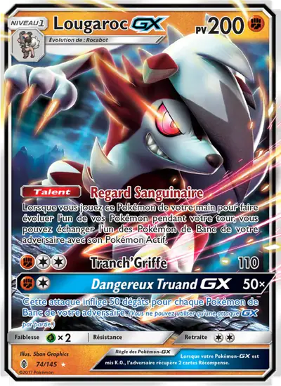 Image de la carte Pokemon Lougaroc GX 74/145