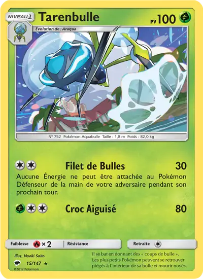 Image de la carte Pokemon Tarenbulle 15/147
