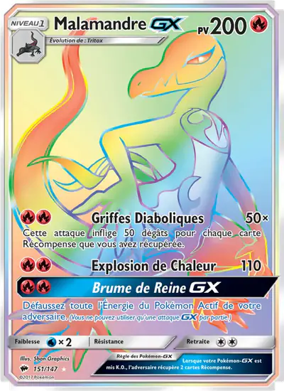 Image de la carte Pokemon Malamandre GX 151/147