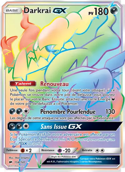 Image de la carte Pokemon Darkrai GX 158/147