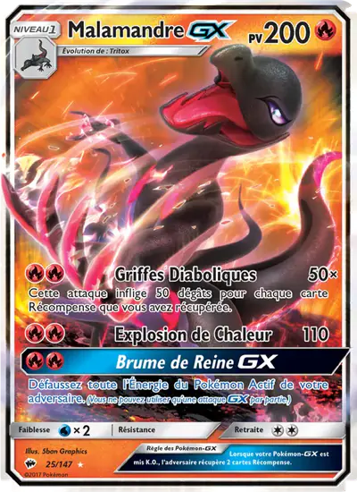 Image de la carte Pokemon Malamandre GX 25/147