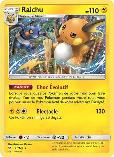 Image de la carte Pokemon Raichu 41/147