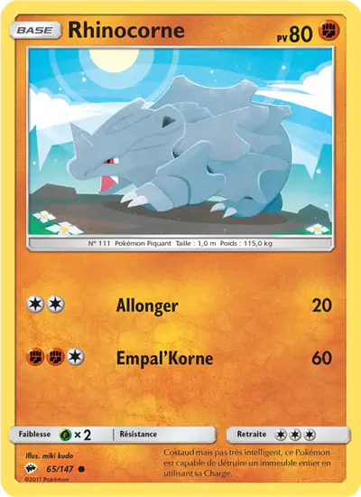 Image de la carte Pokemon Rhinocorne 65/147