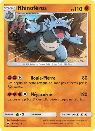 Image de la carte Pokemon Rhinoféros 66/147