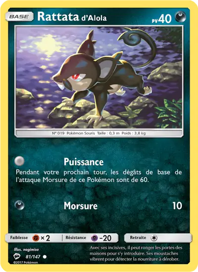 Image de la carte Pokemon Rattata d'Alola 81/147