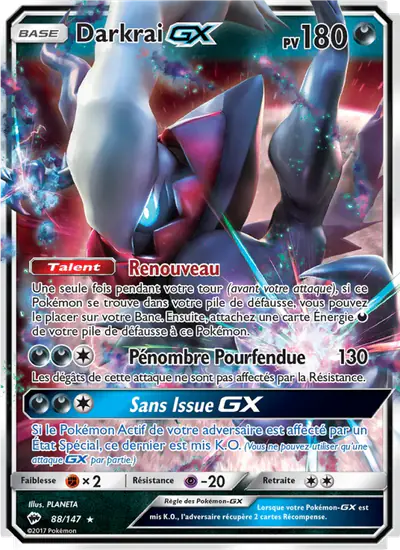 Image de la carte Pokemon Darkrai GX 88/147