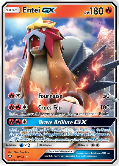 Image de la carte Pokemon Entei GX 10/73