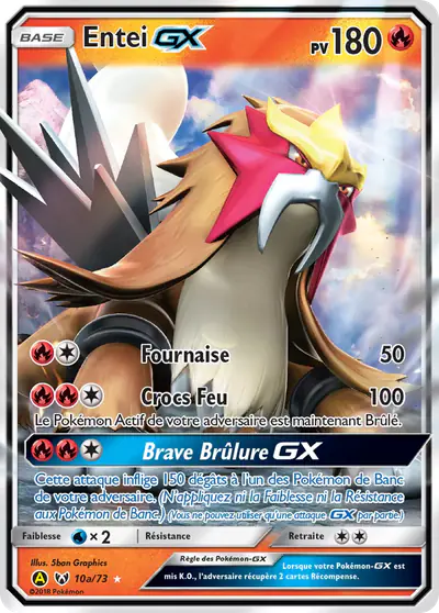 Image de la carte Pokemon Entei GX 10a/73