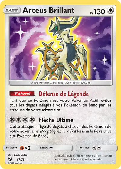 Image de la carte Pokemon Arceus Brillant 57/73