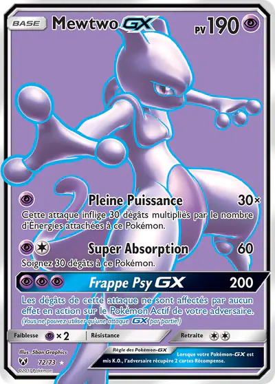 Image de la carte Pokemon Mewtwo GX 72/73