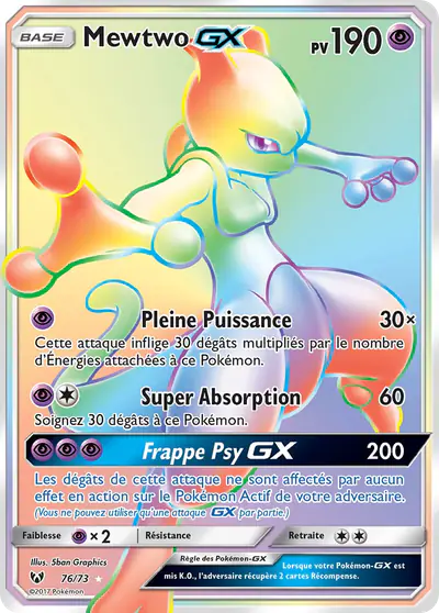 Image de la carte Pokemon Mewtwo GX 76/73