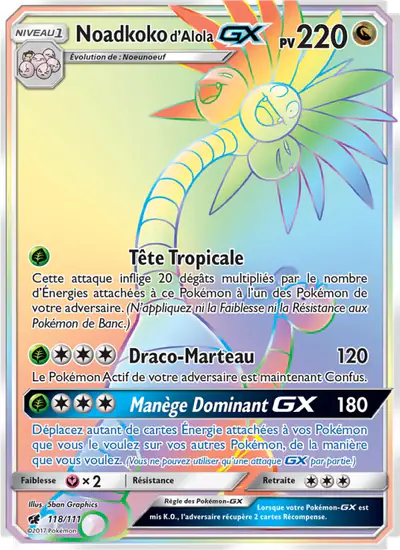 Image de la carte Pokemon Noadkoko d'Alola GX 118/111