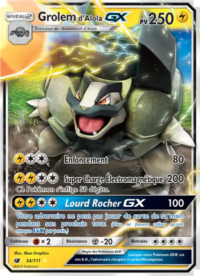 Image de la carte Pokemon Grolem d'Alola GX 34/111