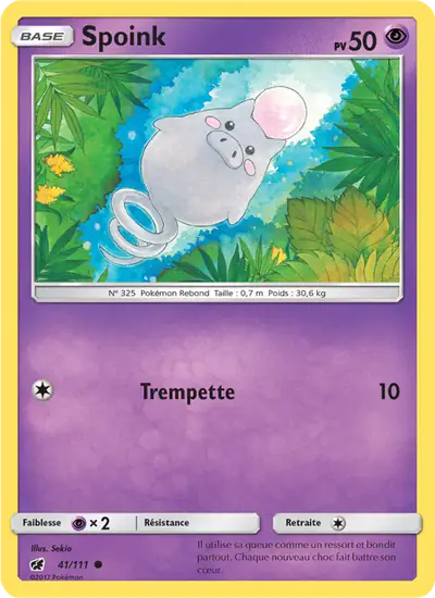 Image de la carte Pokemon Spoink 41/111