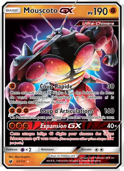 Image de la carte Pokemon Mouscoto GX 57/111