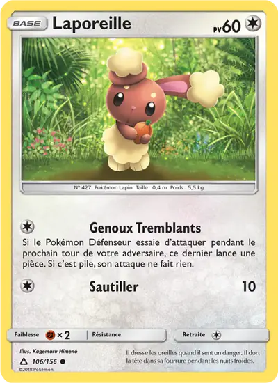 Image de la carte Pokemon Laporeille 106/156