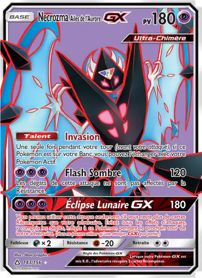 Image de la carte Pokemon Necrozma Ailes de l'Aurore GX 143/156
