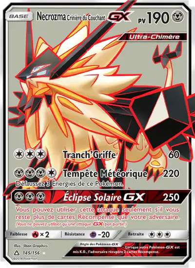 Image de la carte Pokemon Necrozma Crinière du Couchant GX 145/156