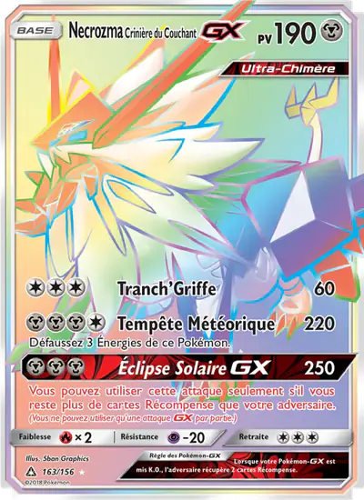 Image de la carte Pokemon Necrozma Crinière du Couchant GX 163/156