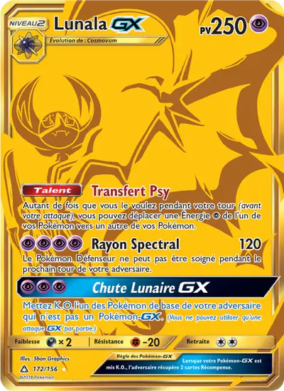 Image de la carte Pokemon Lunala GX 172/156