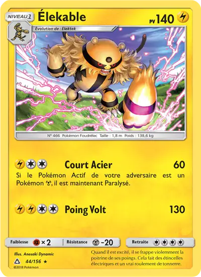 Image de la carte Pokemon Élekable 44/156