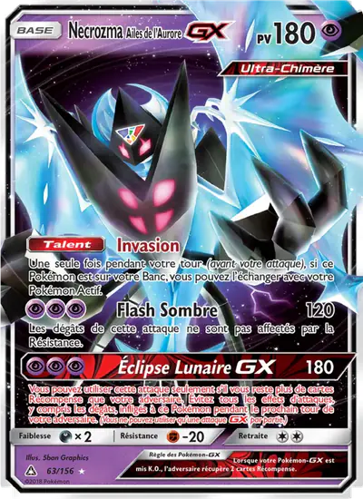 Image de la carte Pokemon Necrozma Ailes de l'Aurore GX 63/156