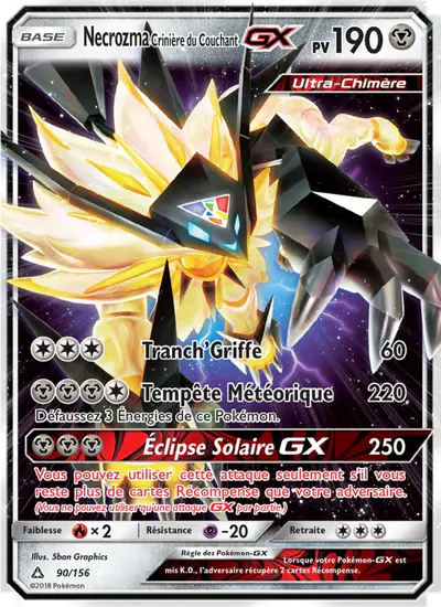 Image de la carte Pokemon Necrozma Crinière du Couchant GX 90/156