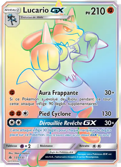 Image de la carte Pokemon Lucario GX 135/131