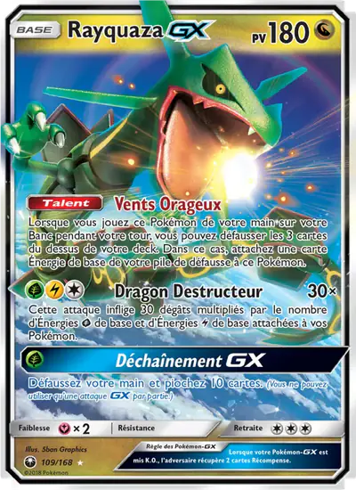 Image de la carte Pokemon Rayquaza GX 109/168