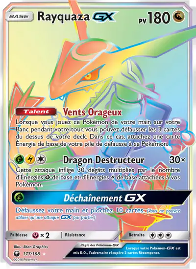 Image de la carte Pokemon Rayquaza GX 177/168